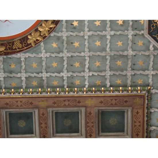 Ταβάνι ιερού ναού με διάφορα σχέδια και άμπελο στον παντοκράτορα 