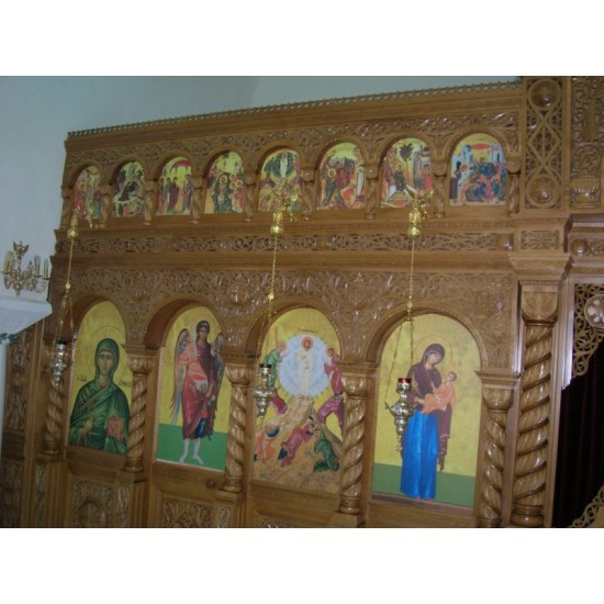 Tέμπλο χειροποίητο βυζαντινό με σκαλιστές κολώνες 